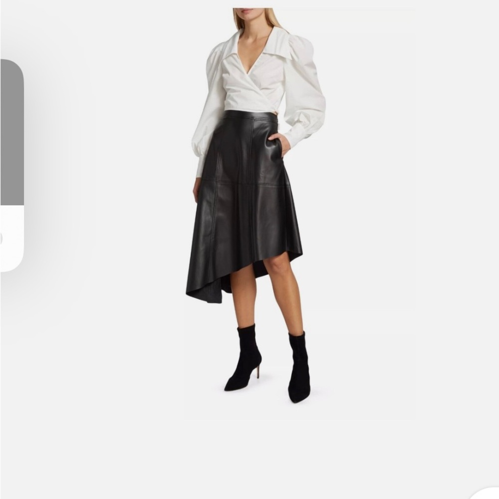 En Saison Dawn Black Asymmetric Faux Leather Skirt Size S